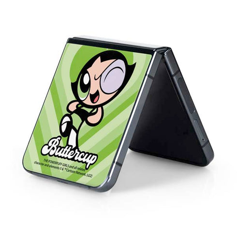 Cartoon Network Powerpuff Girls Buttercup Green Hearts Galaxy Z Flip5 5G Skin